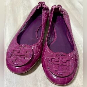 Tory Burch Reva Plum Burgundy Patent Leather Ballet Flats Women’s 9 M